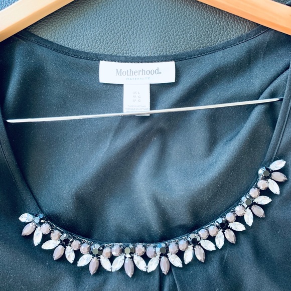 Beautiful Black Beaded Maternity Blouse Top - Picture 2 of 6